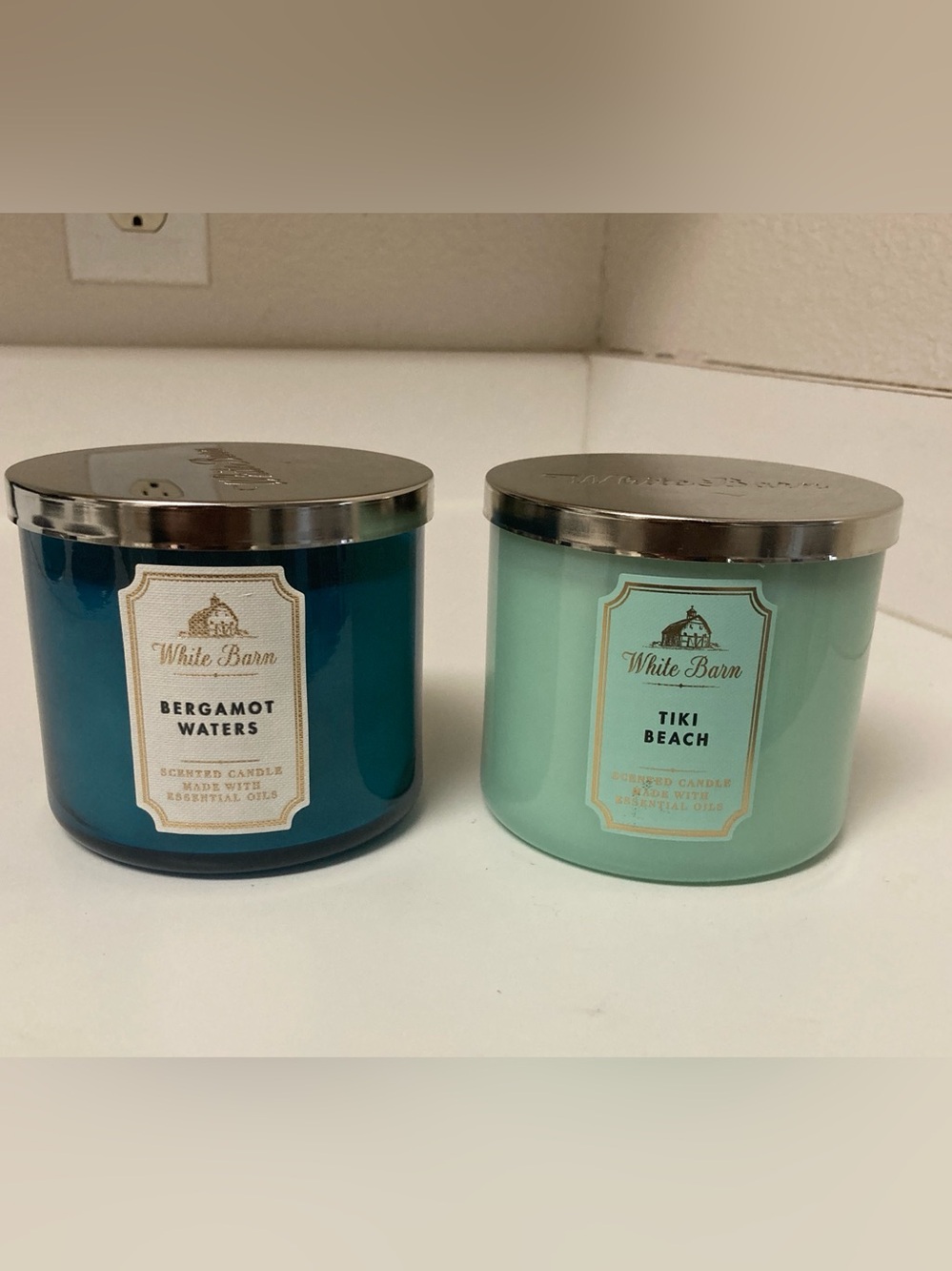 Lot of 2 New White Barn BB&W Candles 14.5 oz 3 Wick Tiki Beach Bergamot Waters